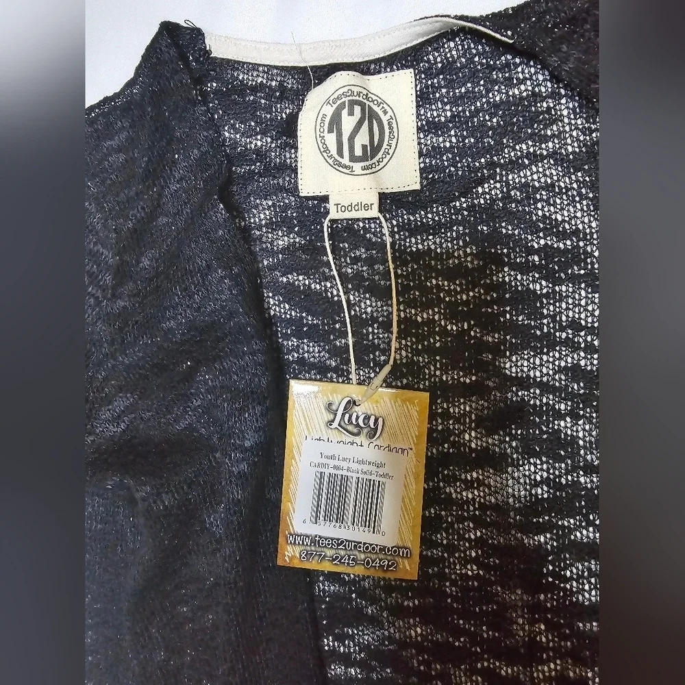 NWT Girls Black Sheer Lace Cardigan 3/4 Sleeve
